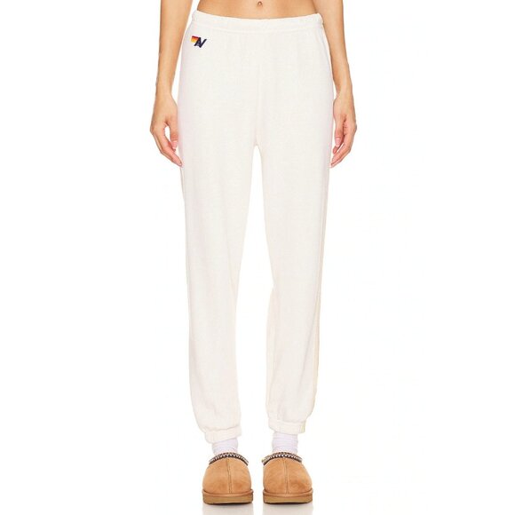 Aviator Nation 5 Stripe Sweatpants Vintage White & Sand - Picture 2 of 5